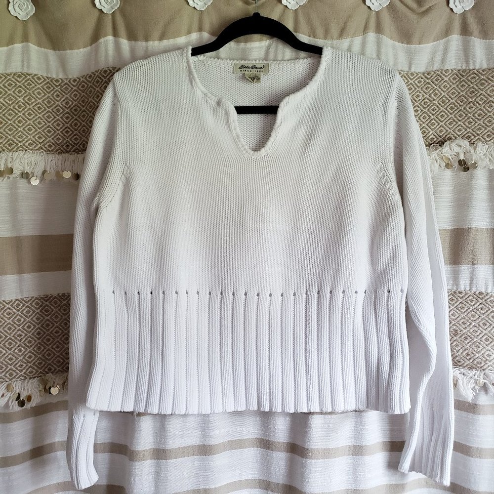 Eddie Bauer | Diamond Neck Chunky Knit Cropped Top